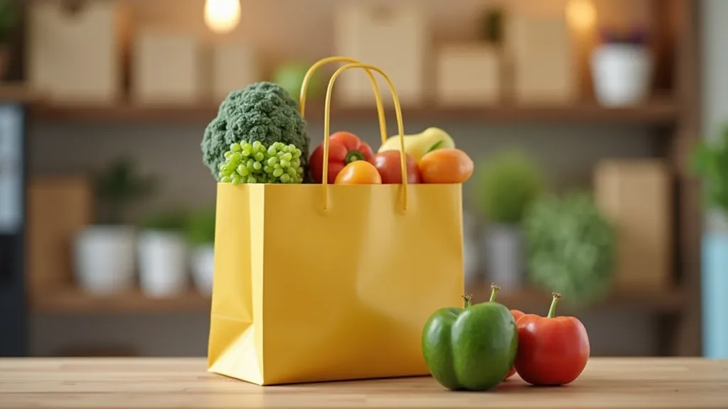 Shopping bags and groceries showing smart shopping strategies